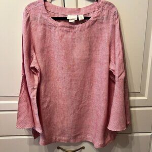 CYNTHIA ROWLEY Linen Bell-Sleeve Tunic (Size 1X) BRAND NEW‎ W/TAGS!